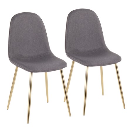 LUMISOURCE Pebble Chair in Gold Steel and Charcoal Fabric, PK 2 CH-PEBBLE AUCHAR2